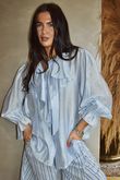 Regency Ruffle Blouse Baby Blue